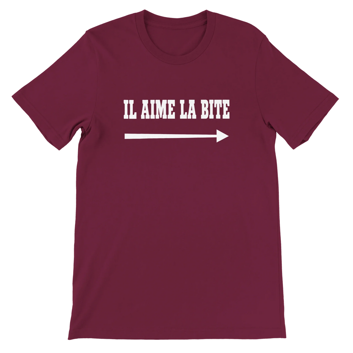 T-shirt « Il aime la bite » bordeaux, devant