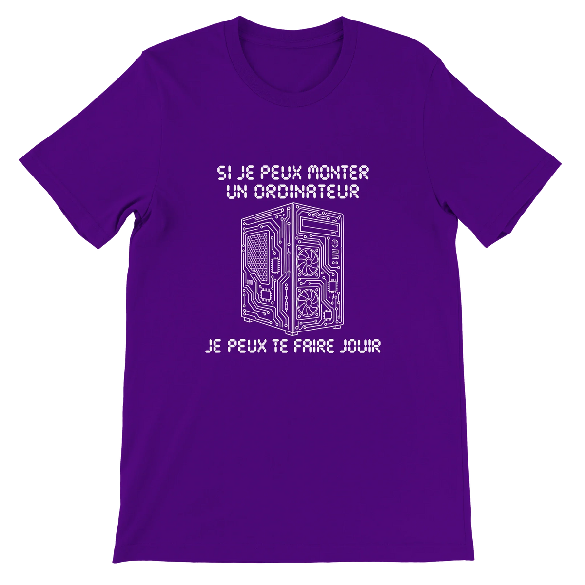 T-shirt « Si je peux monter un ordinateur » violet, devant