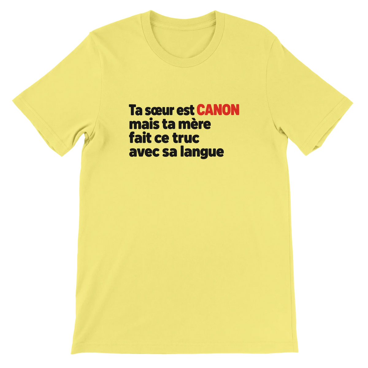 T-shirt « Ta sœur est canon » jaune, devant