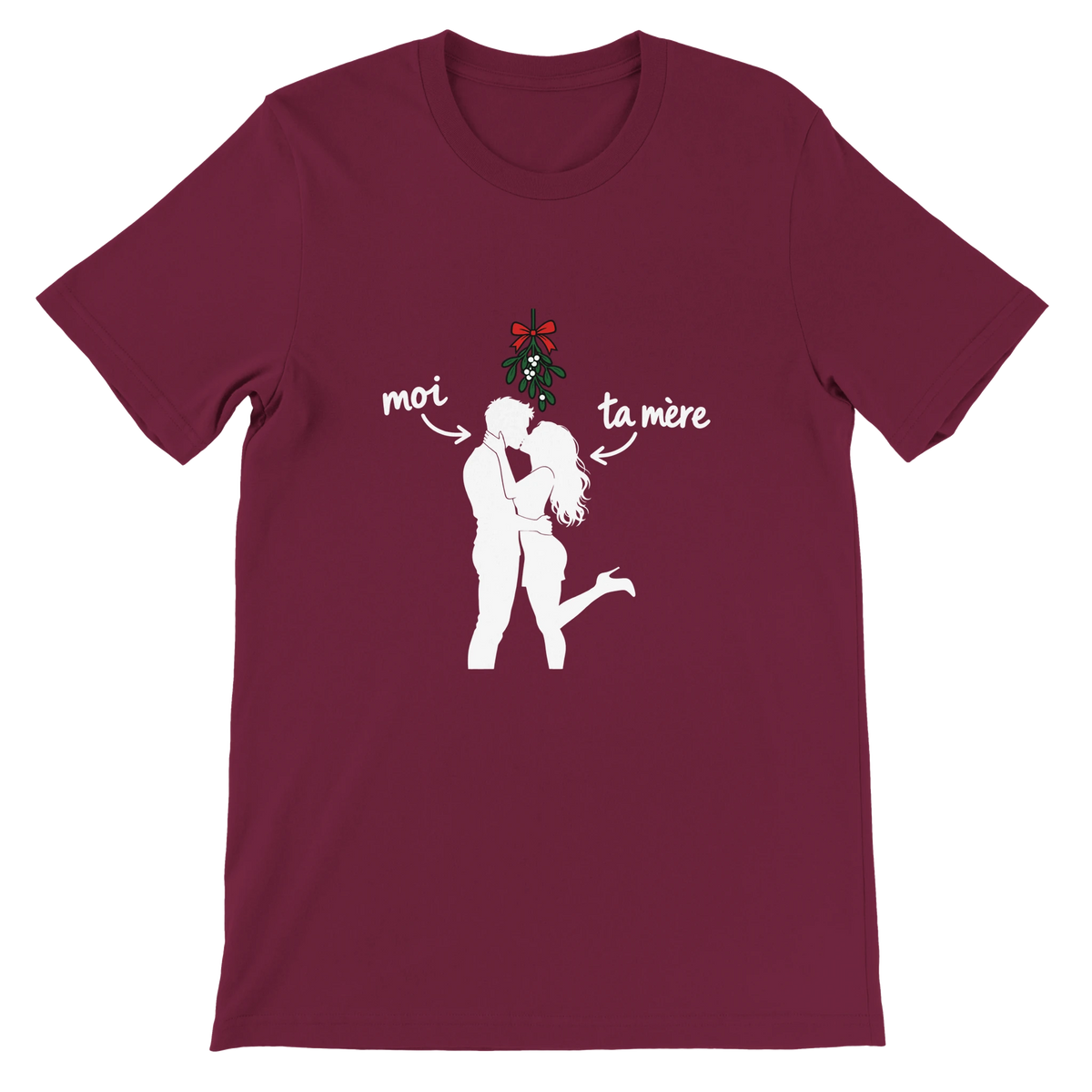 T-shirt « Moi et ta mère sous le gui » bordeaux, devant
