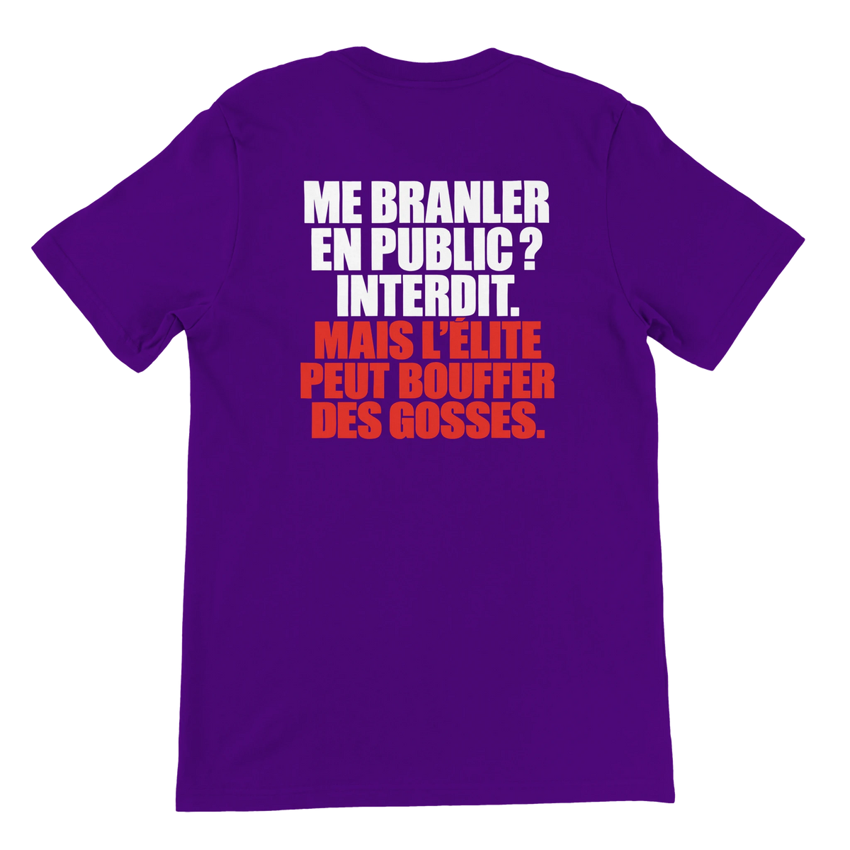 T-shirt « Me branler en public ? Interdit. » violet, dos