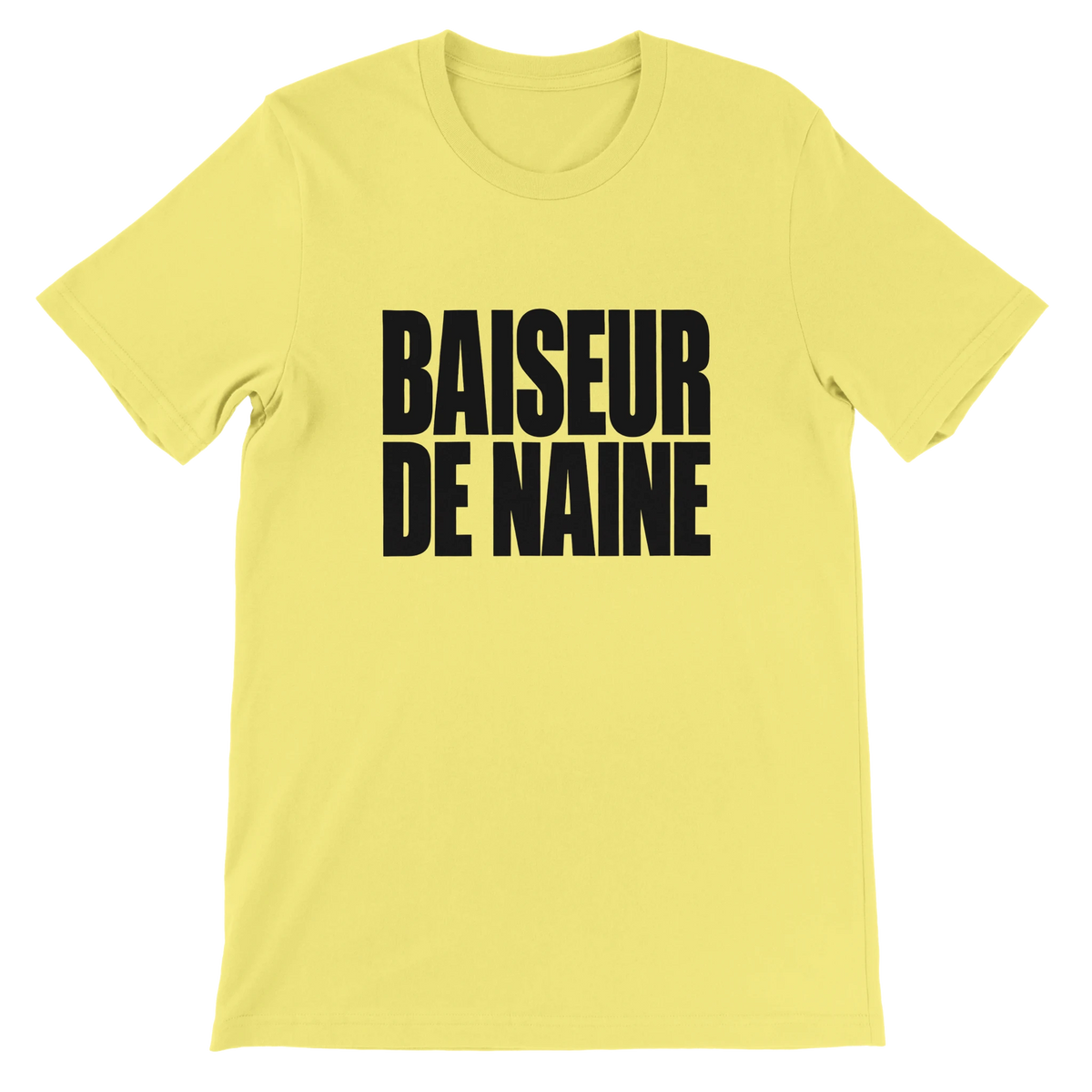 T-shirt « Baiseur de naine » jaune, devant