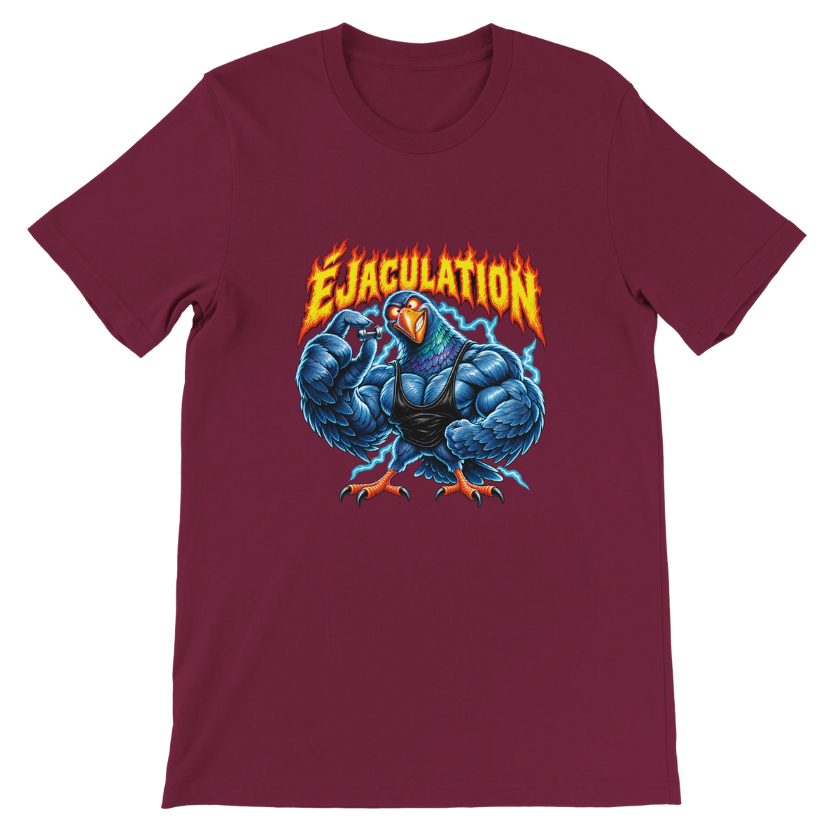 T-shirt « Éjaculation » bordeaux, devant