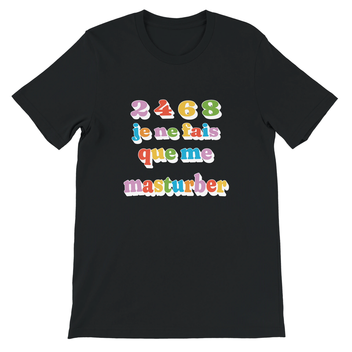 T-shirt « Je ne fais que me masturber » noir, devant
