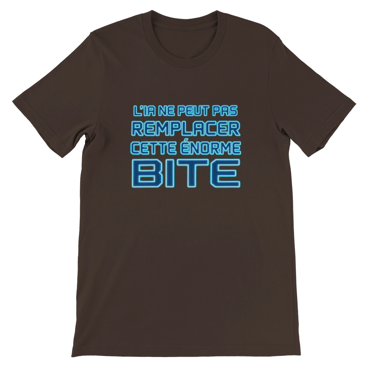T-shirt « L’IA ne peut pas remplacer cette énorme bite » marron, devant