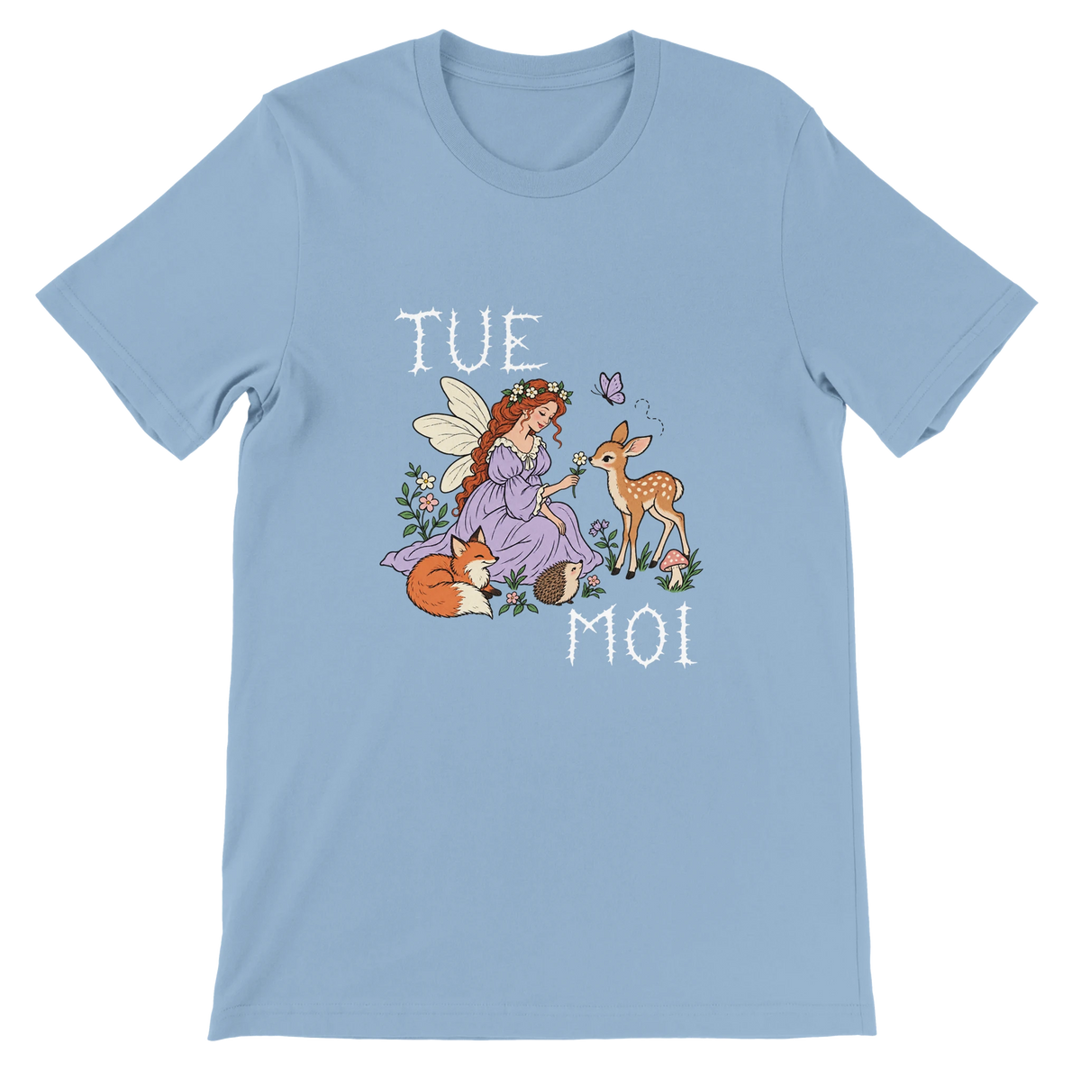T-shirt « Tue-moi » bleu ciel, devant