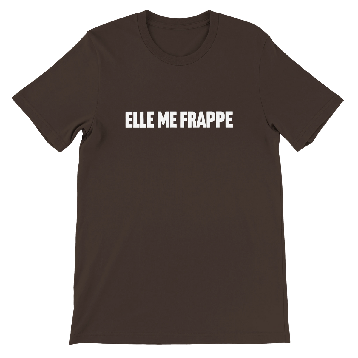 T-shirt « Elle me frappe » marron, devant