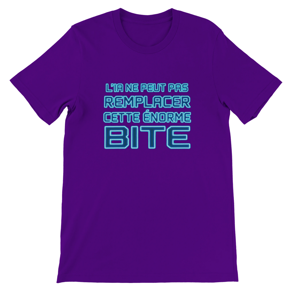 T-shirt « L’IA ne peut pas remplacer cette énorme bite » violet, devant