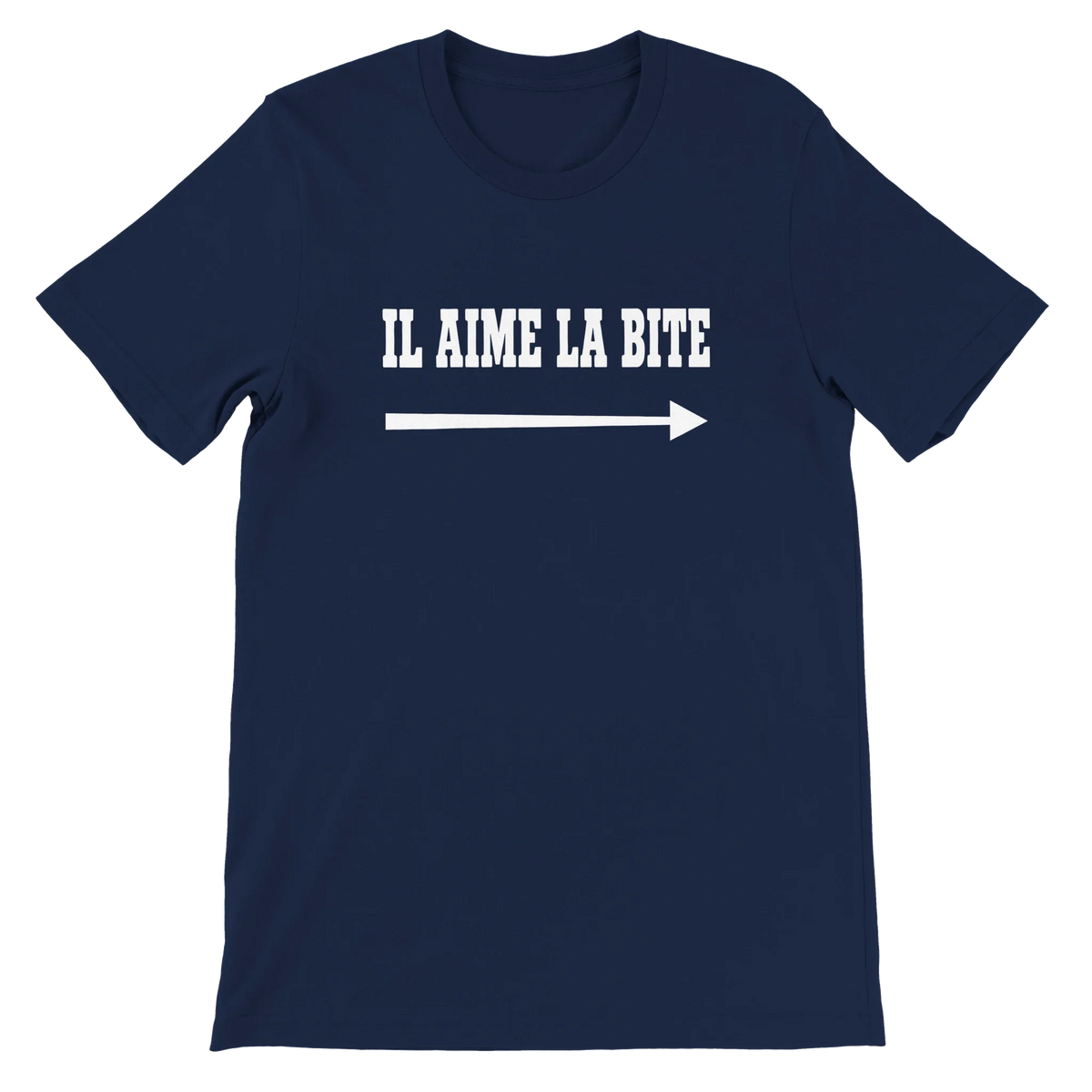 T-shirt « Il aime la bite » bleu marine, devant
