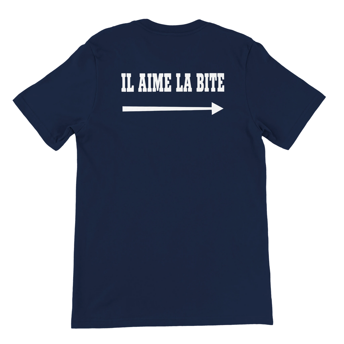 T-shirt « Il aime la bite » bleu marine, dos