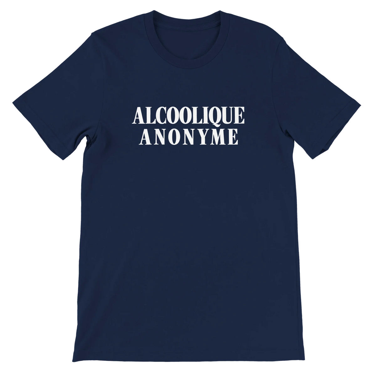 T-shirt « Alcoolique anonyme » bleu marine, devant