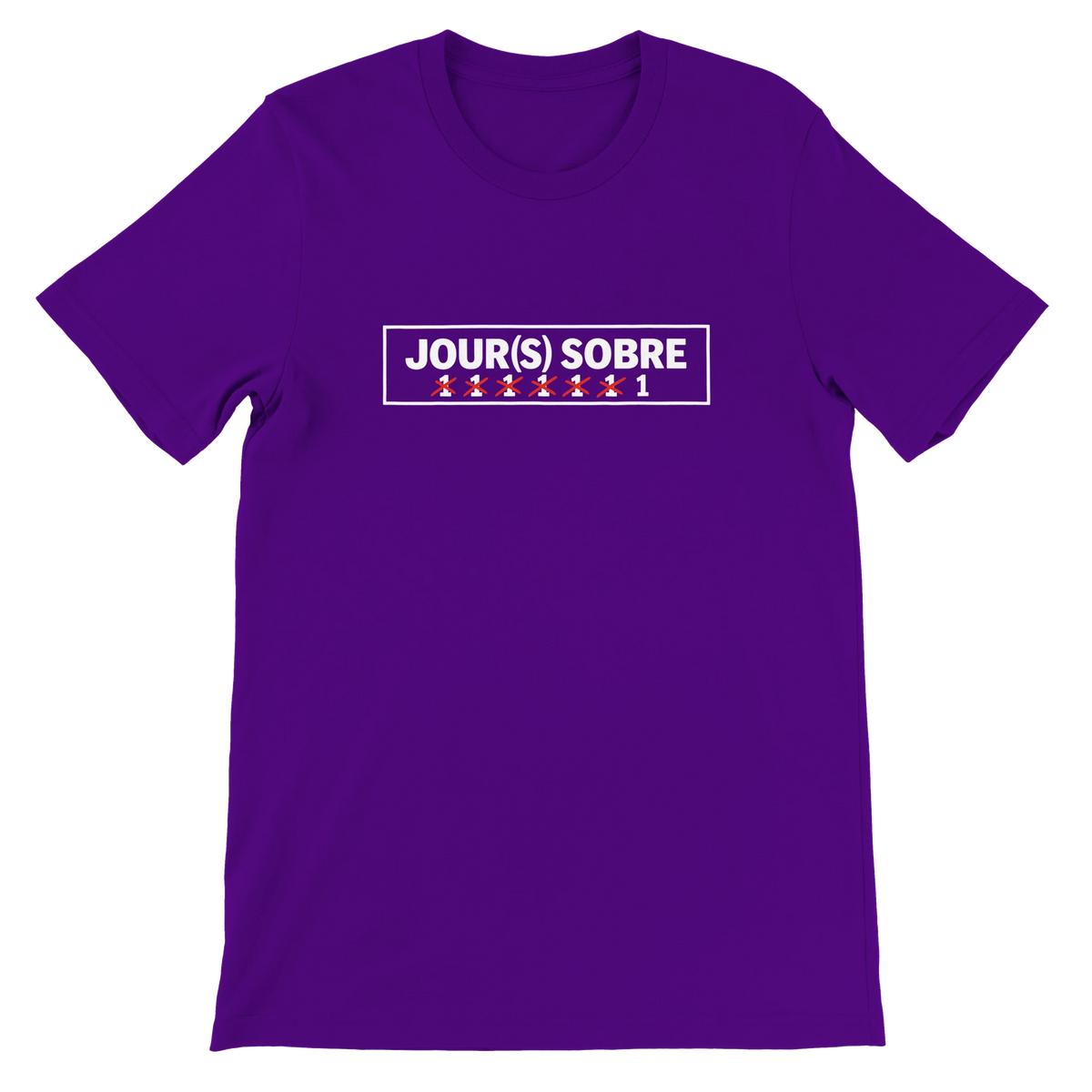 T-shirt « Jour(s) sobre » violet, devant