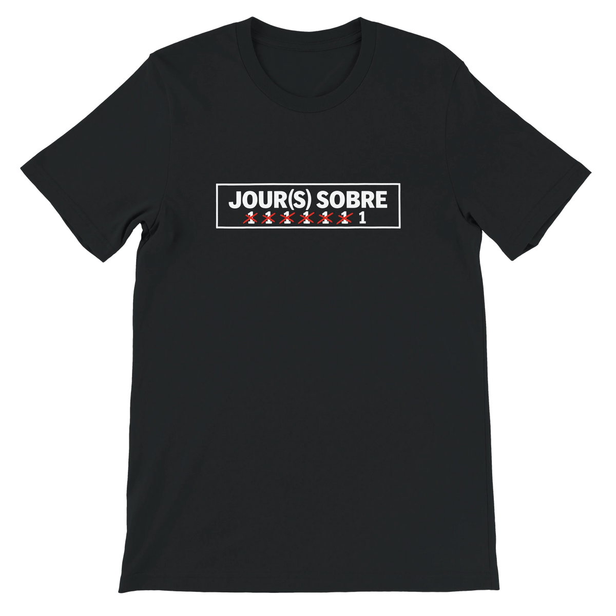 T-shirt « Jour(s) sobre » noir, devant