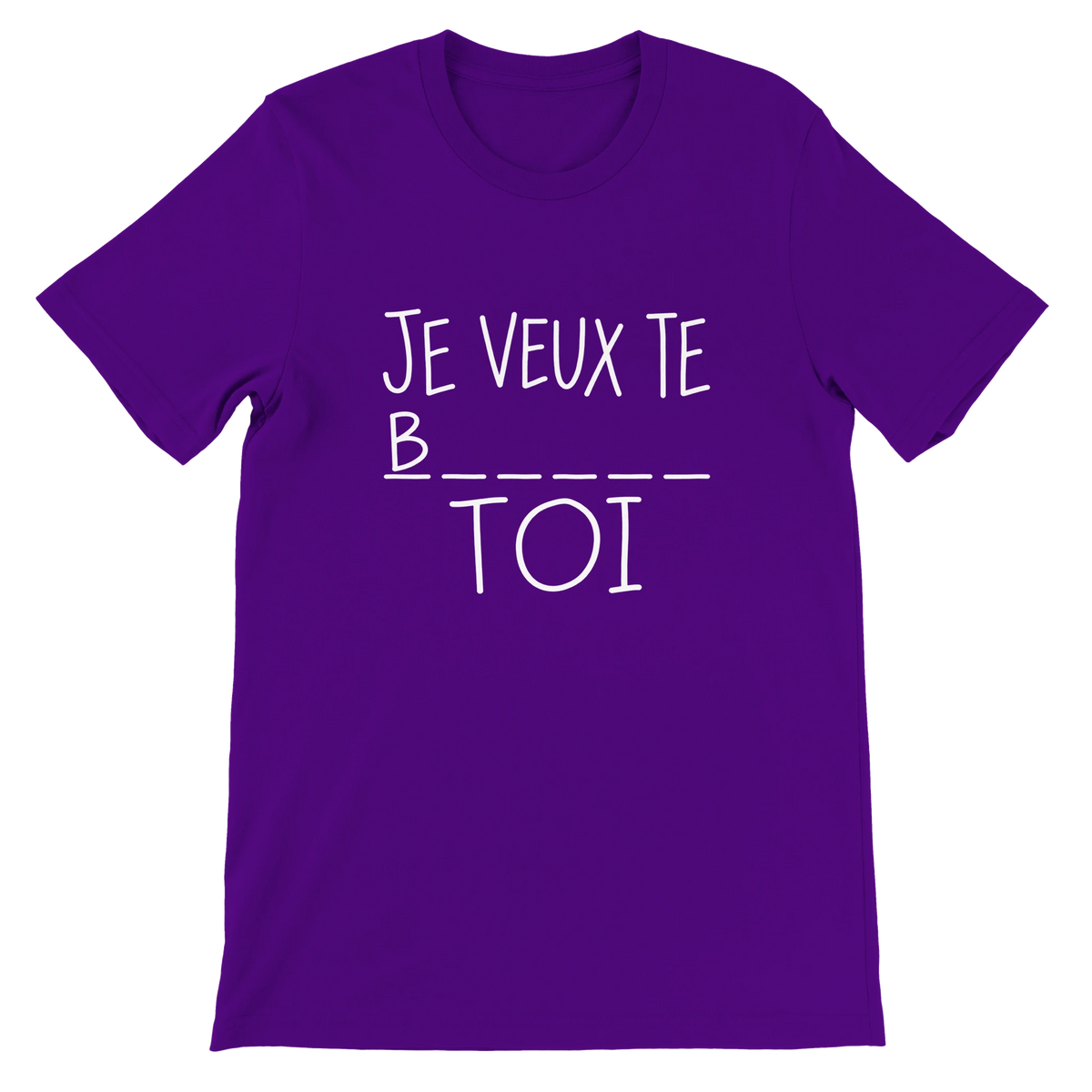 T-shirt « Je veux te b… toi » violet, devant