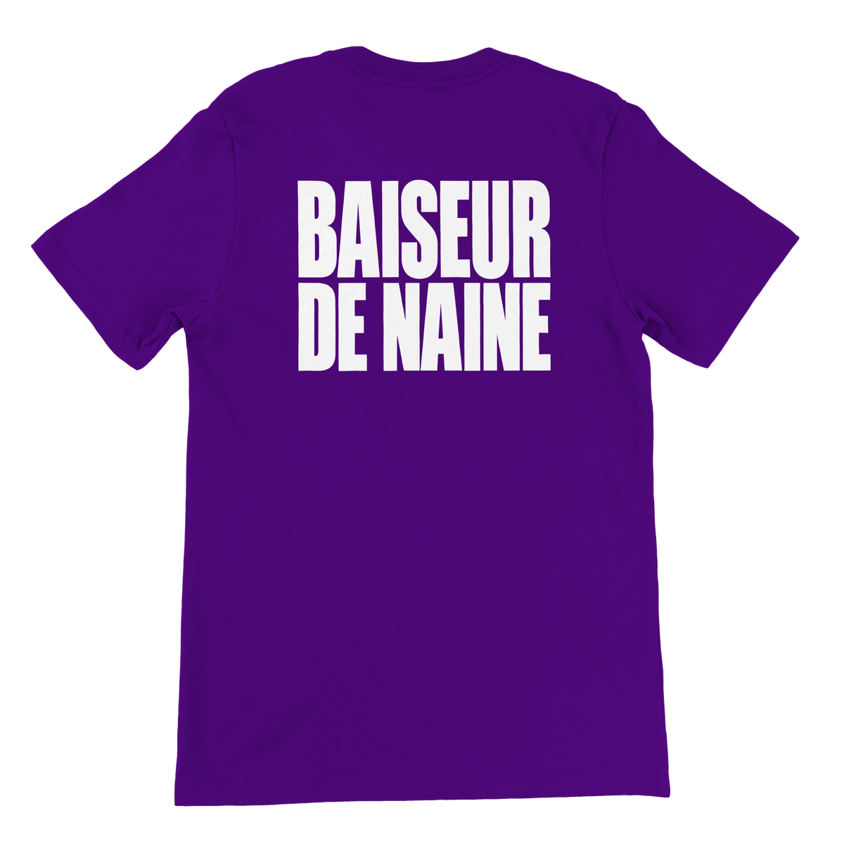 T-shirt « Baiseur de naine » violet, dos