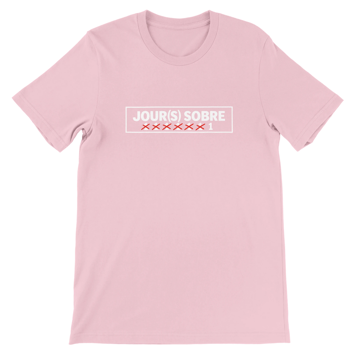 T-shirt « Jour(s) sobre » rose, devant