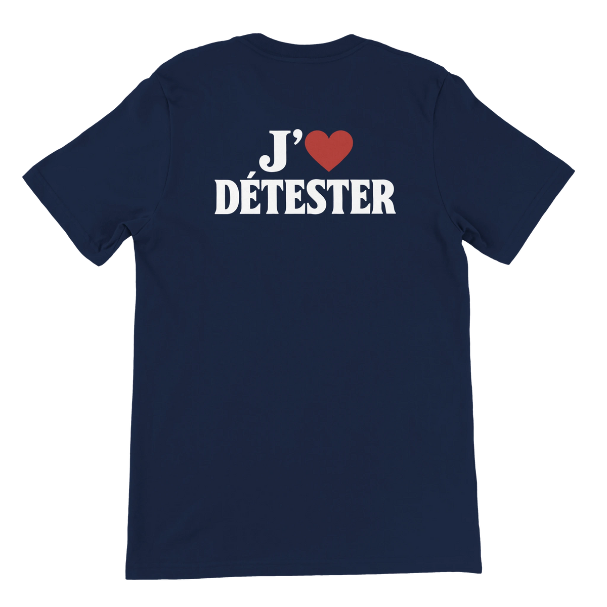 T-shirt « J’aime détester » bleu marine, dos