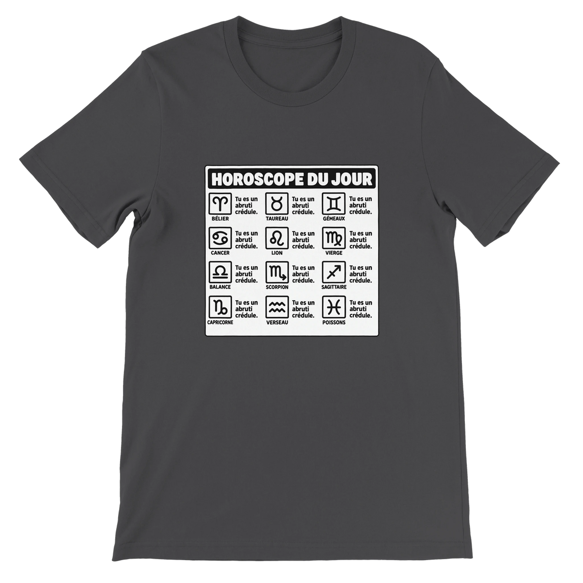 T-shirt « Horoscope du jour » gris foncé, devant