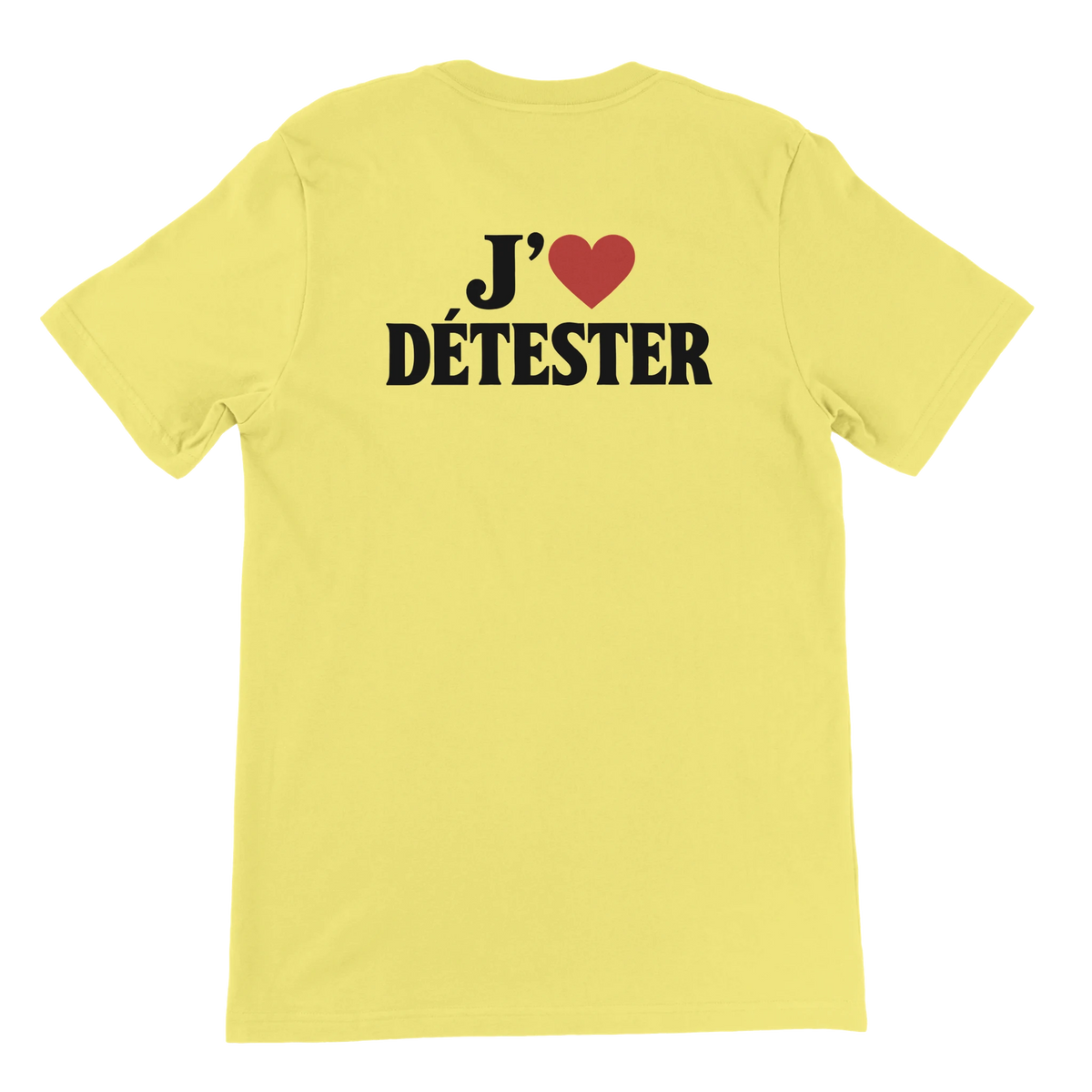 T-shirt « J’aime détester » jaune, dos