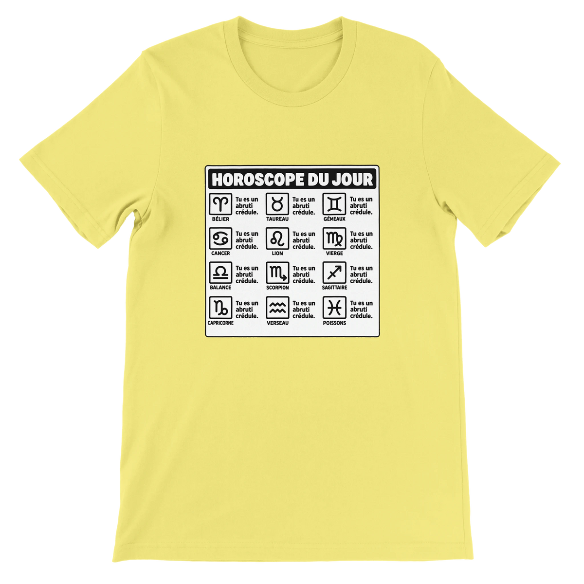 T-shirt « Horoscope du jour » jaune, devant