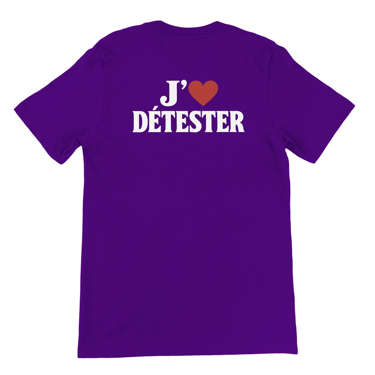 T-shirt « J’aime détester » violet, dos