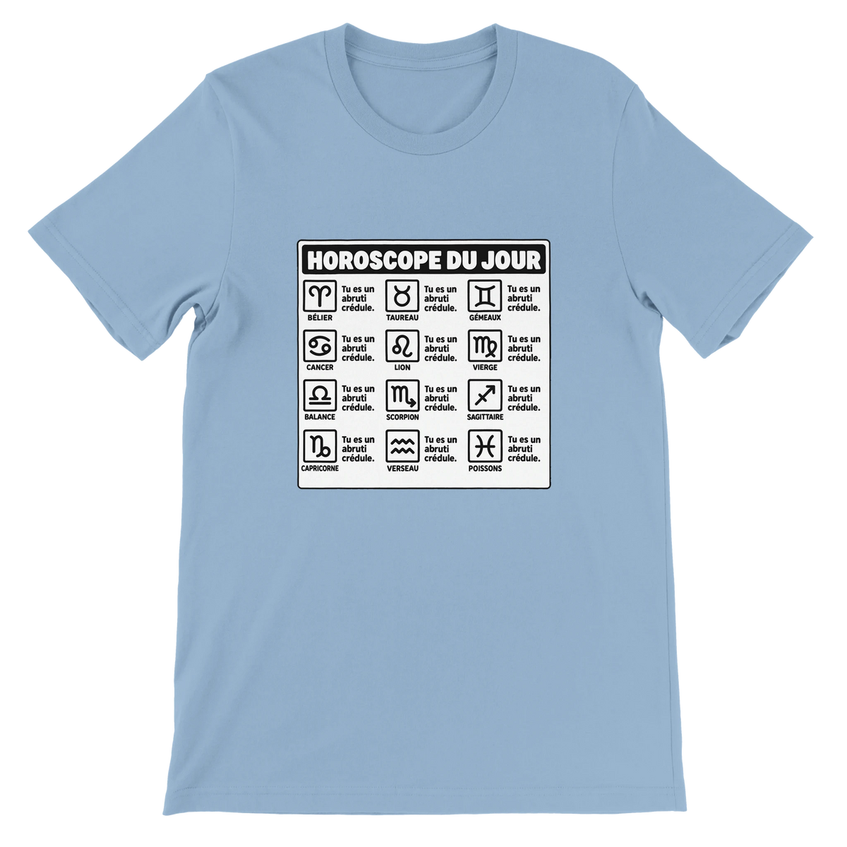 T-shirt « Horoscope du jour » bleu ciel, devant