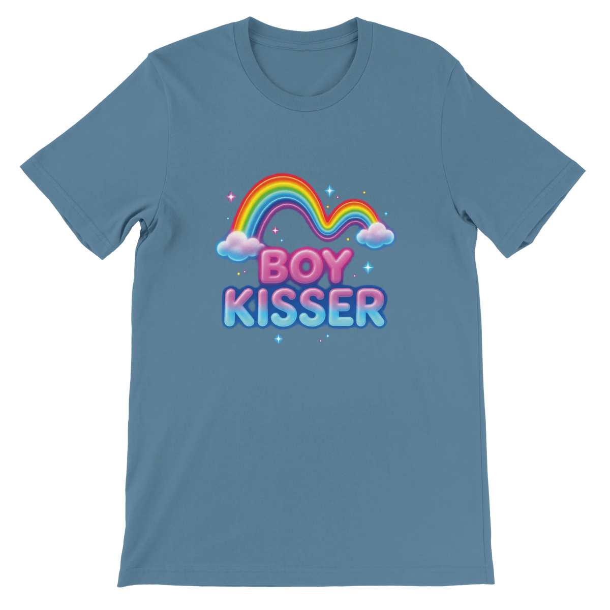 T-shirt « Boy kisser » bleu acier, devant