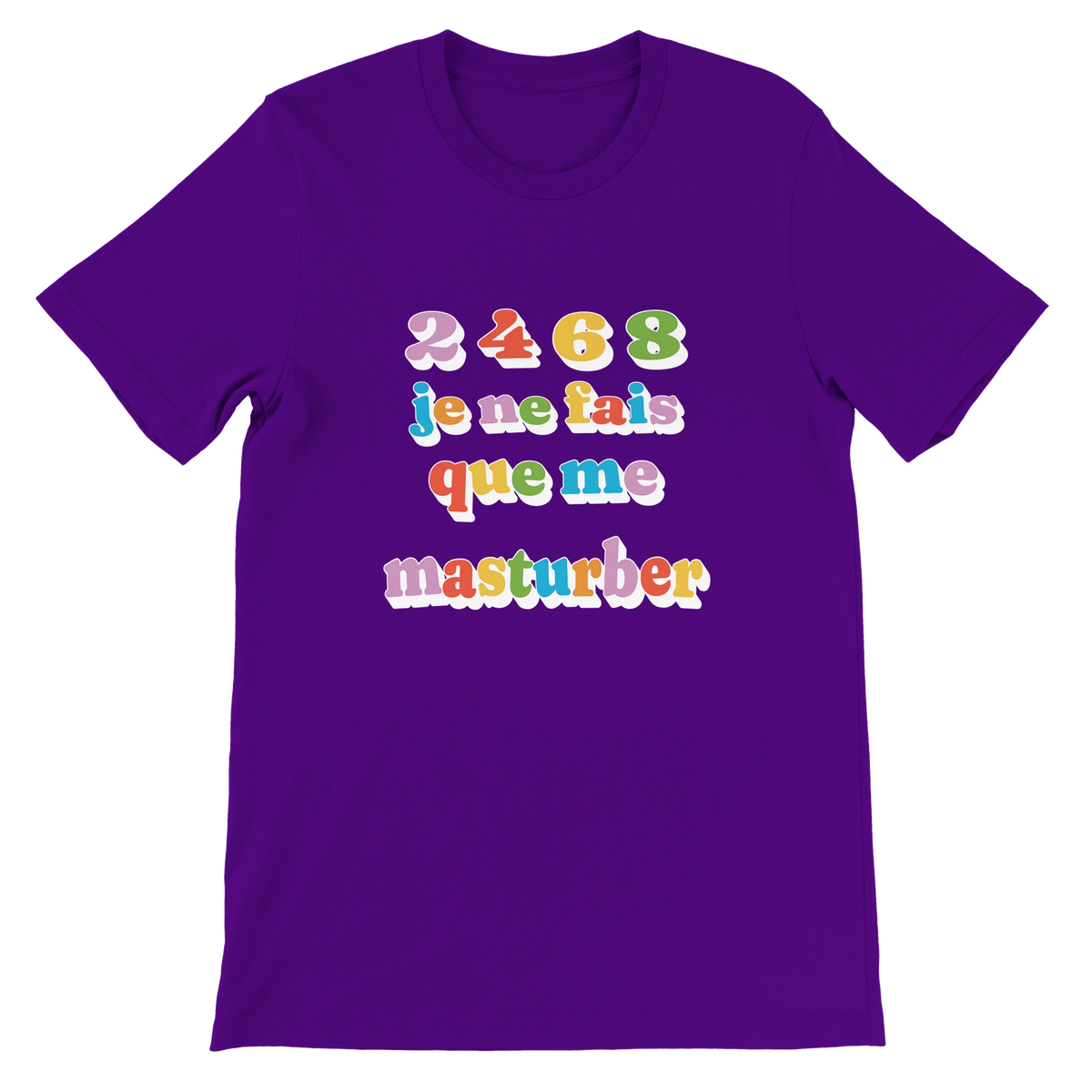 T-shirt « Je ne fais que me masturber » violet, devant