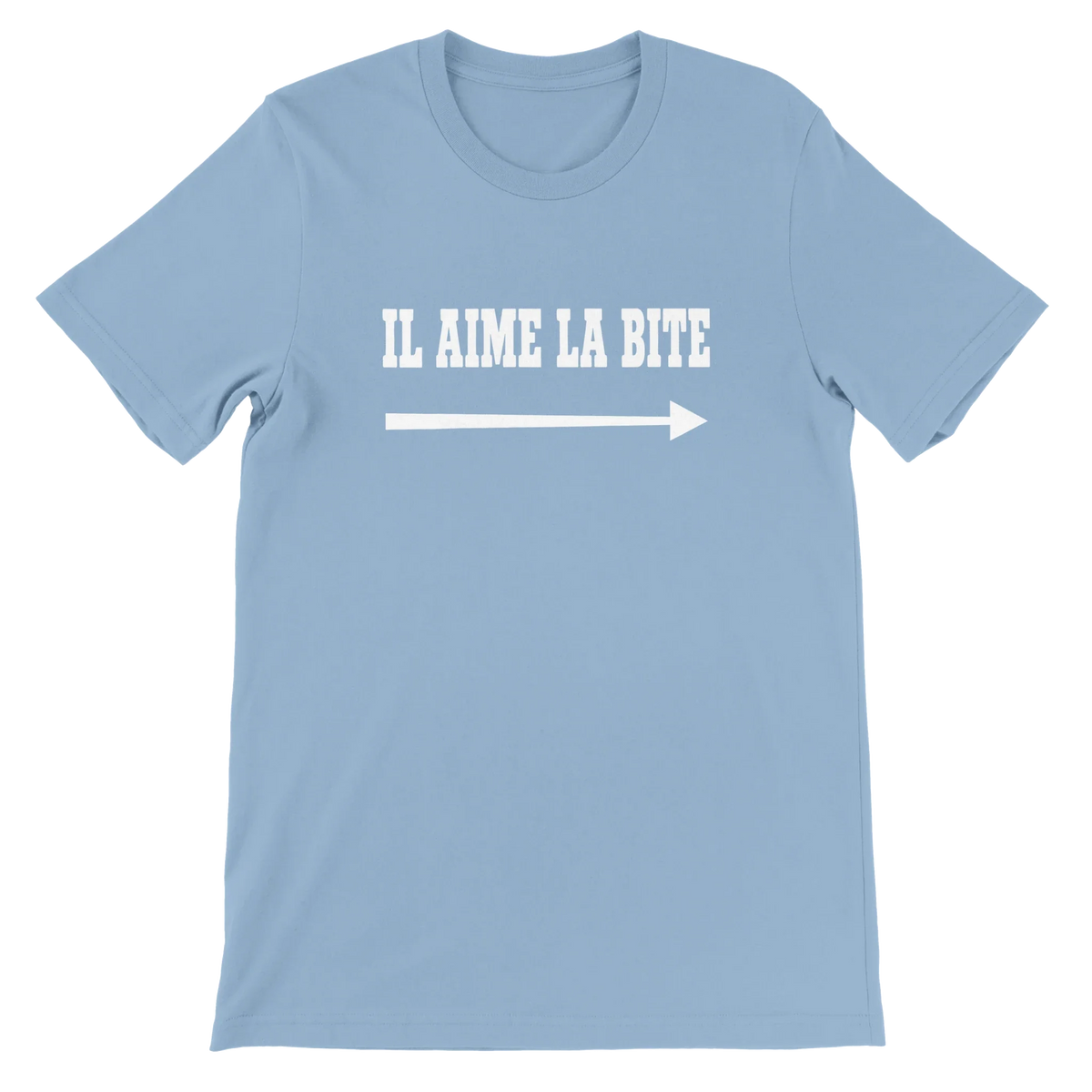 T-shirt « Il aime la bite » bleu ciel, devant